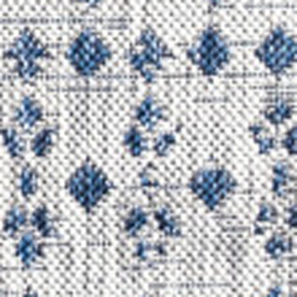 HomeRoots 6' Light Gray & Navy Blue Square Trellis Indoor-Outdoor Area Rug - Durable, Stylish, Low-Maintenance! 703448