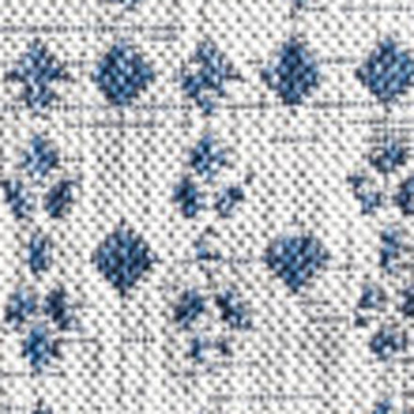 HomeRoots 6' Light Gray & Navy Blue Square Trellis Indoor-Outdoor Area Rug - Durable, Stylish, Low-Maintenance! 703448