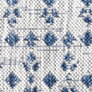 HomeRoots 8' Light Gray & Navy Blue Square Trellis Rug - Stylish Indoor/Outdoor Design, Durable & Easy Care! 703450