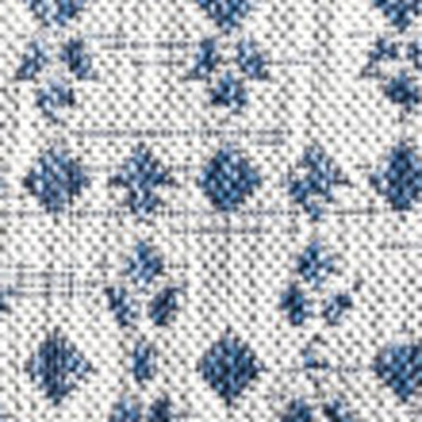 HomeRoots 8' Light Gray & Navy Blue Square Trellis Rug - Stylish Indoor/Outdoor Design, Durable & Easy Care! 703450