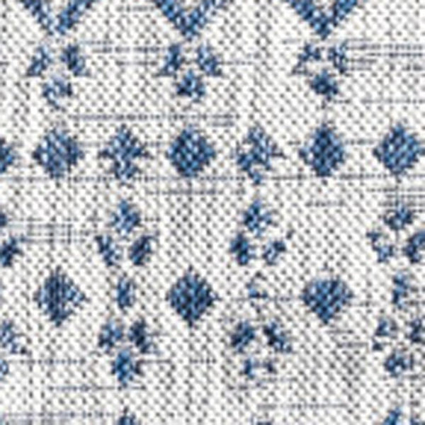 HomeRoots 8' Light Gray & Navy Blue Square Trellis Rug - Stylish Indoor/Outdoor Design, Durable & Easy Care! 703450