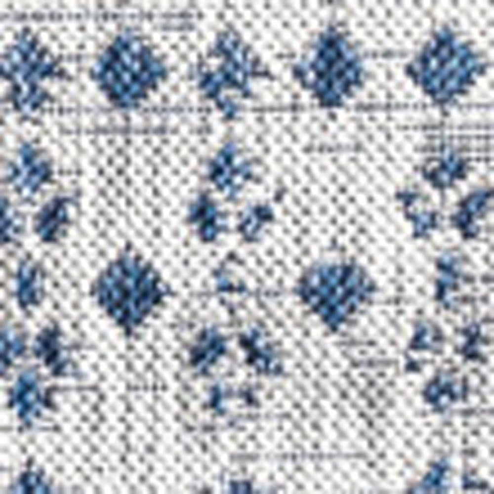 HomeRoots 9' Light Gray & Navy Blue Square Trellis Area Rug - Modern, Durable, Indoor/Outdoor Versatility! 703452