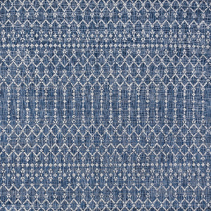 HomeRoots 8' Navy Blue and Light Gray Square Trellis Area Rug - Stylish Indoor/Outdoor Design with Durability 703460