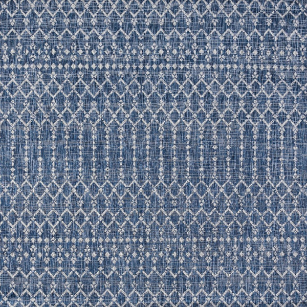 HomeRoots 8' Navy Blue and Light Gray Square Trellis Area Rug - Stylish Indoor/Outdoor Design with Durability 703460