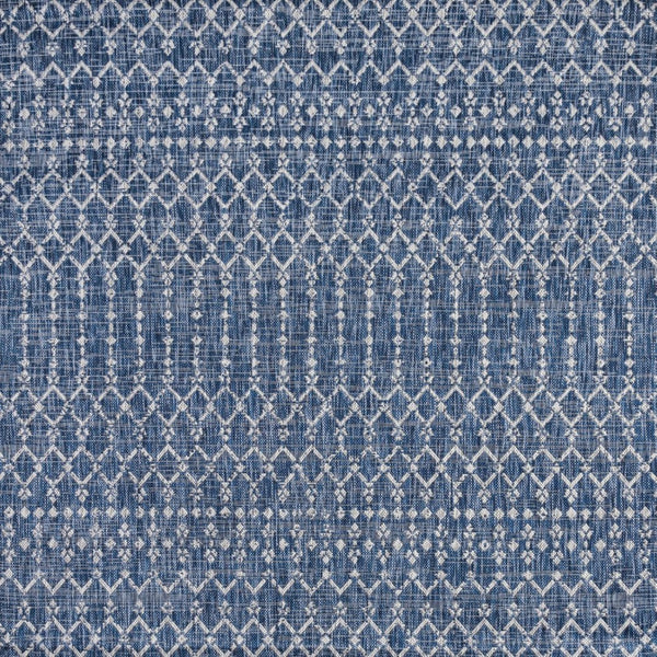 HomeRoots 8' Navy Blue and Light Gray Square Trellis Area Rug - Stylish Indoor/Outdoor Design with Durability 703460