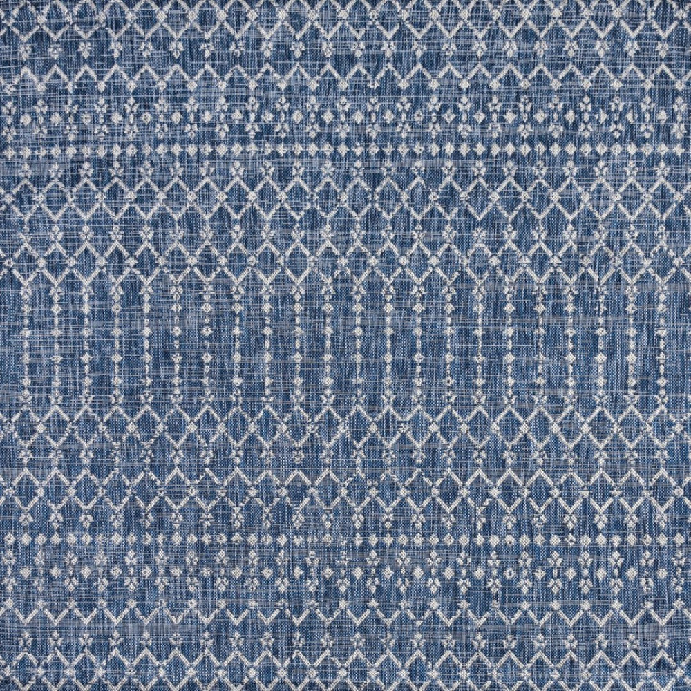 HomeRoots 9' Modern Navy Blue & Light Gray Square Trellis Area Rug - Durable Indoor/Outdoor Design, Easy Care 703462