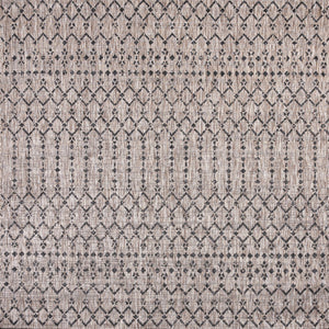 HomeRoots 6' Natural and Black Square Trellis Area Rug - Stylish, Durable, Low-Maintenance for Indoor & Outdoor Use 703468