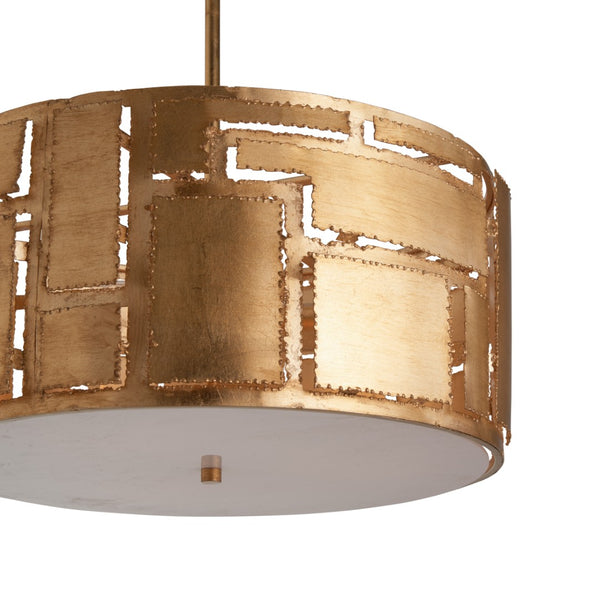 Chelsea House Pane Antique Brass Geometric Pendant Light — 39"H X19"W Modern Rectangular Fixture For Dining 70347
