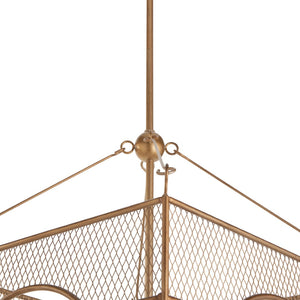 Chelsea House Globe Antique Brass Lantern Chandelier With White Glass Globe In Geometric Square Frame, 28"H 70348