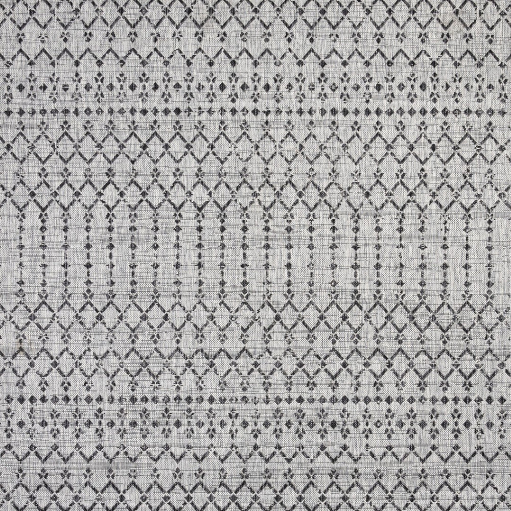 HomeRoots 9' Light Gray and Black Square Trellis Rug - Stylish, Durable, Weather-Resistant for Indoor/Outdoor Use 703482