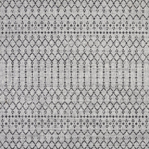 HomeRoots 9' Light Gray and Black Square Trellis Rug - Stylish, Durable, Weather-Resistant for Indoor/Outdoor Use 703482