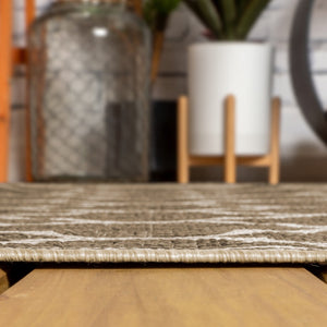 HomeRoots 20' Brown and Beige Geometric Indoor Outdoor Runner Rug - Stylish, Durable, Easy-Clean Design for Any Space 703484