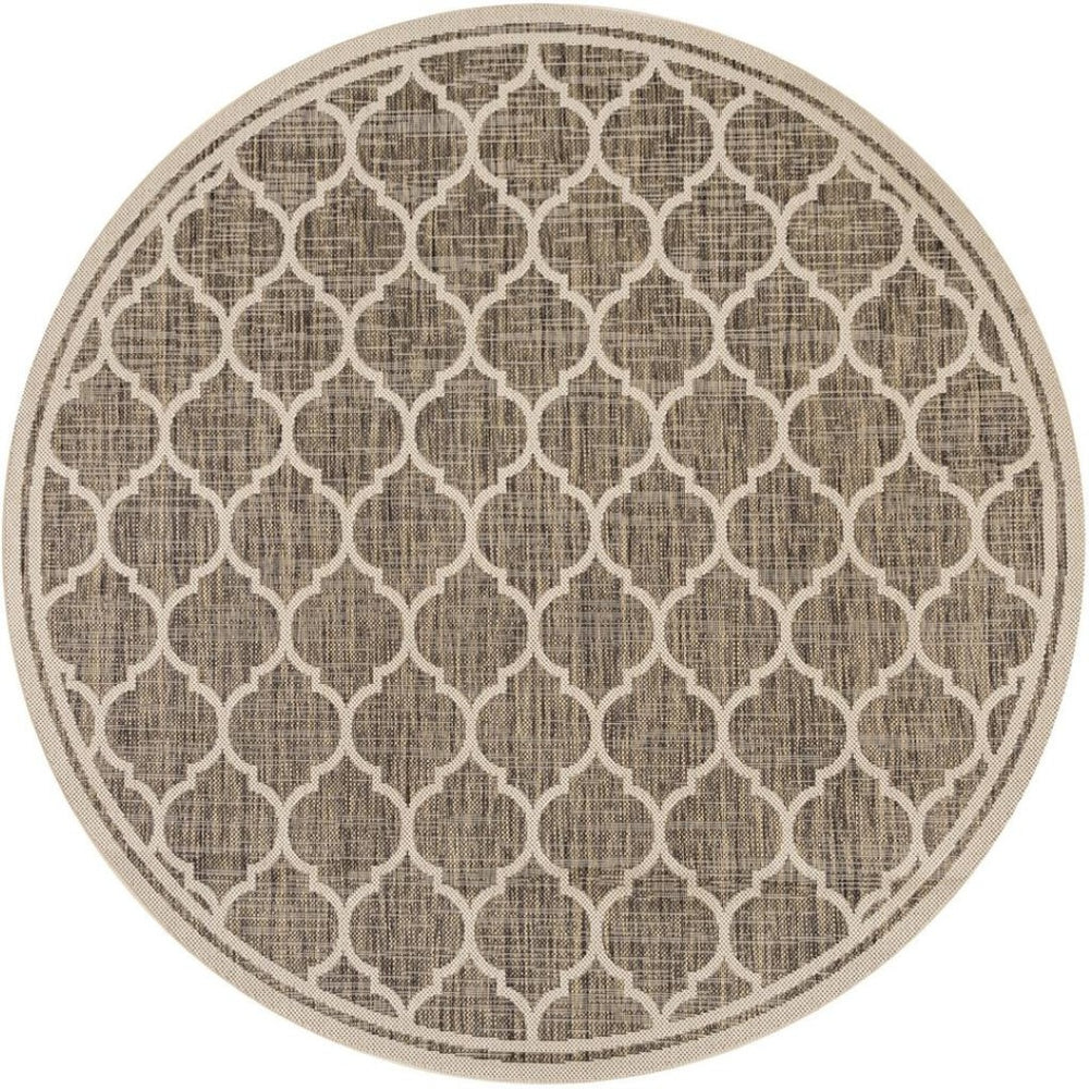 HomeRoots 6' Brown and Beige Geometric Round Area Rug for Indoor & Outdoor Spaces - Durable, Stylish Accents 703487