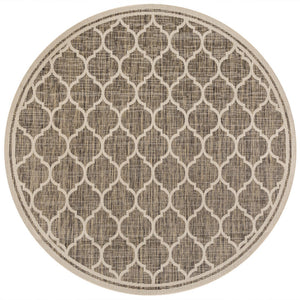 HomeRoots 6' Brown and Beige Geometric Round Area Rug for Indoor & Outdoor Spaces - Durable, Stylish Accents 703487