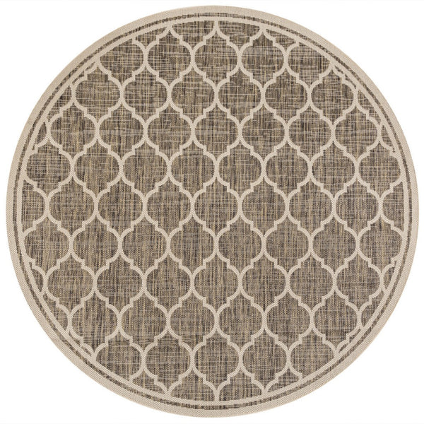 HomeRoots 6' Brown and Beige Geometric Round Area Rug for Indoor & Outdoor Spaces - Durable, Stylish Accents 703487