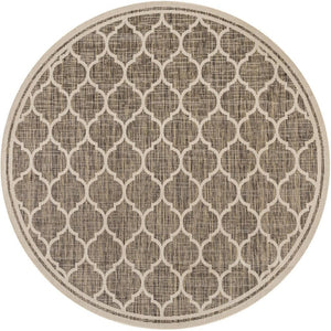 HomeRoots 8' Brown and Beige Round Geometric Area Rug - Stylish Indoor/Outdoor Rug for Patios & Kitchens 703489