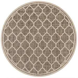 HomeRoots 8' Brown and Beige Round Geometric Area Rug - Stylish Indoor/Outdoor Rug for Patios & Kitchens 703489