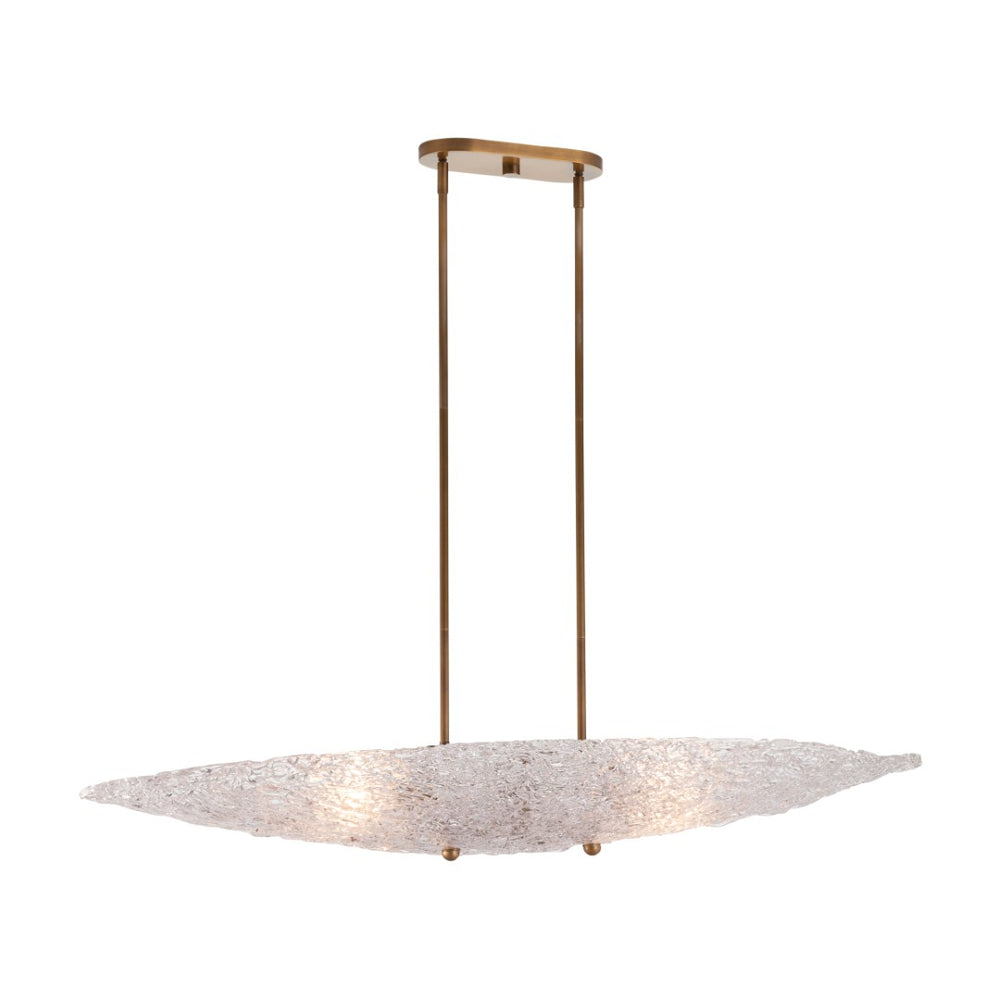 Chelsea House Frost Antique Brass Chandelier With Oval Textured Glass Leaves, 47" Wide Warm Diffused Glow 70350