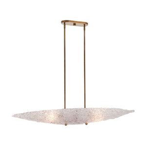 Chelsea House Frost Antique Brass Chandelier With Oval Textured Glass Leaves, 47" Wide Warm Diffused Glow 70350