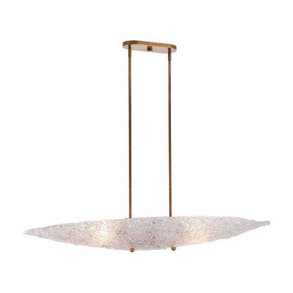 Chelsea House Frost Antique Brass Chandelier With Oval Textured Glass Leaves, 47" Wide Warm Diffused Glow 70350