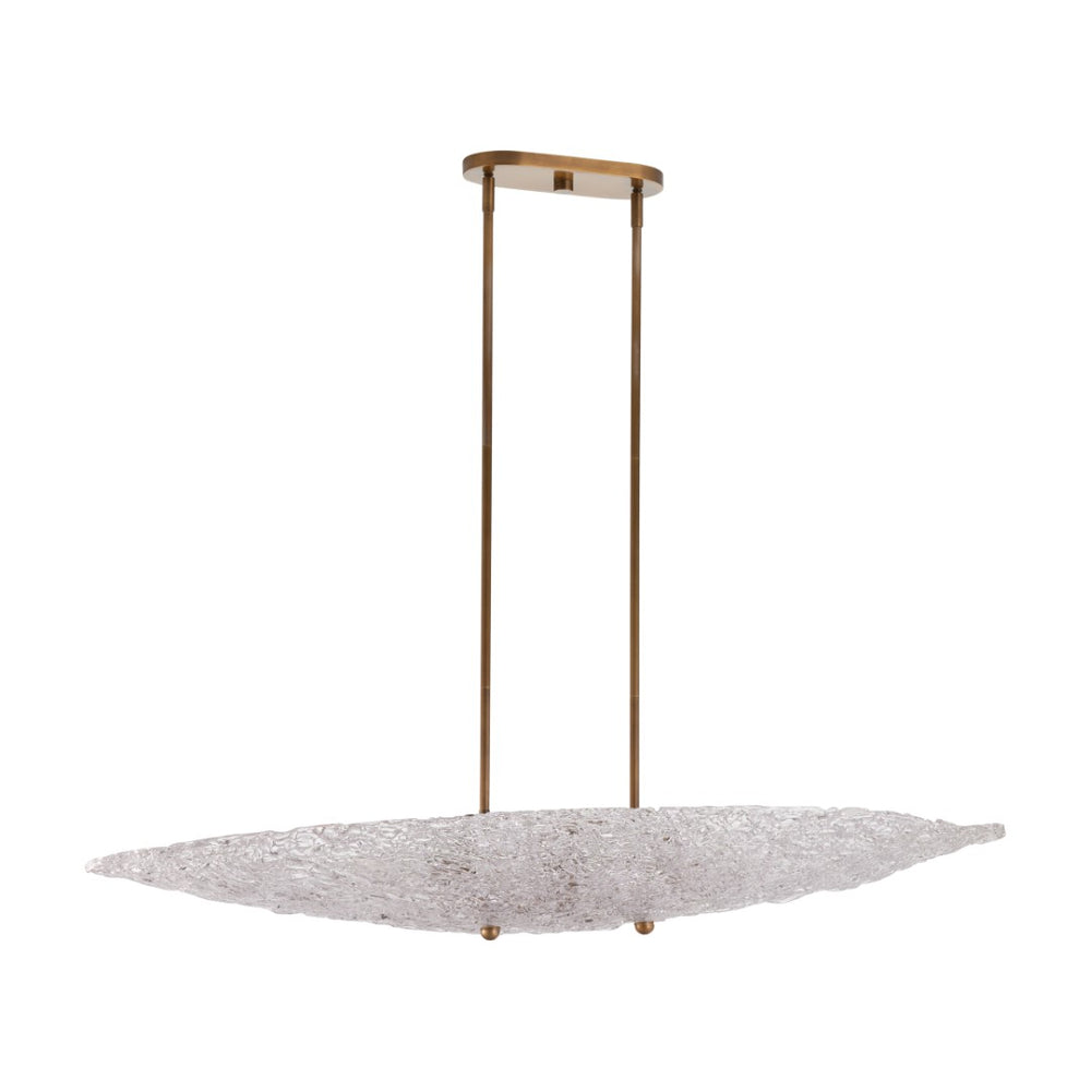 Chelsea House Frost Antique Brass Chandelier With Oval Textured Glass Leaves, 47" Wide Warm Diffused Glow 70350