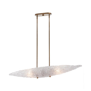 Chelsea House Frost Antique Brass Chandelier With Oval Textured Glass Leaves, 47" Wide Warm Diffused Glow 70350
