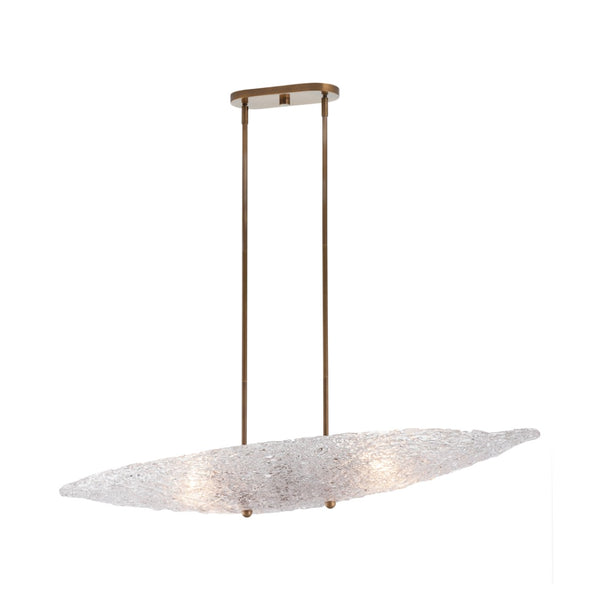 Chelsea House Frost Antique Brass Chandelier With Oval Textured Glass Leaves, 47" Wide Warm Diffused Glow 70350