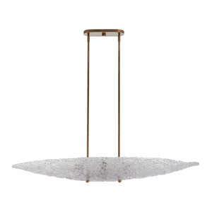 Chelsea House Frost Antique Brass Chandelier With Oval Textured Glass Leaves, 47" Wide Warm Diffused Glow 70350