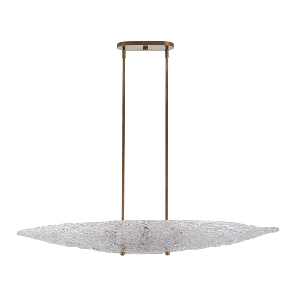 Chelsea House Frost Antique Brass Chandelier With Oval Textured Glass Leaves, 47" Wide Warm Diffused Glow 70350