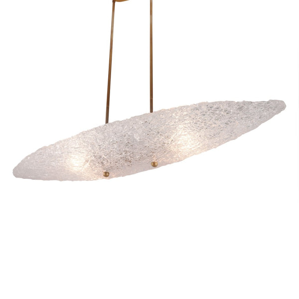 Chelsea House Frost Antique Brass Chandelier With Oval Textured Glass Leaves, 47" Wide Warm Diffused Glow 70350