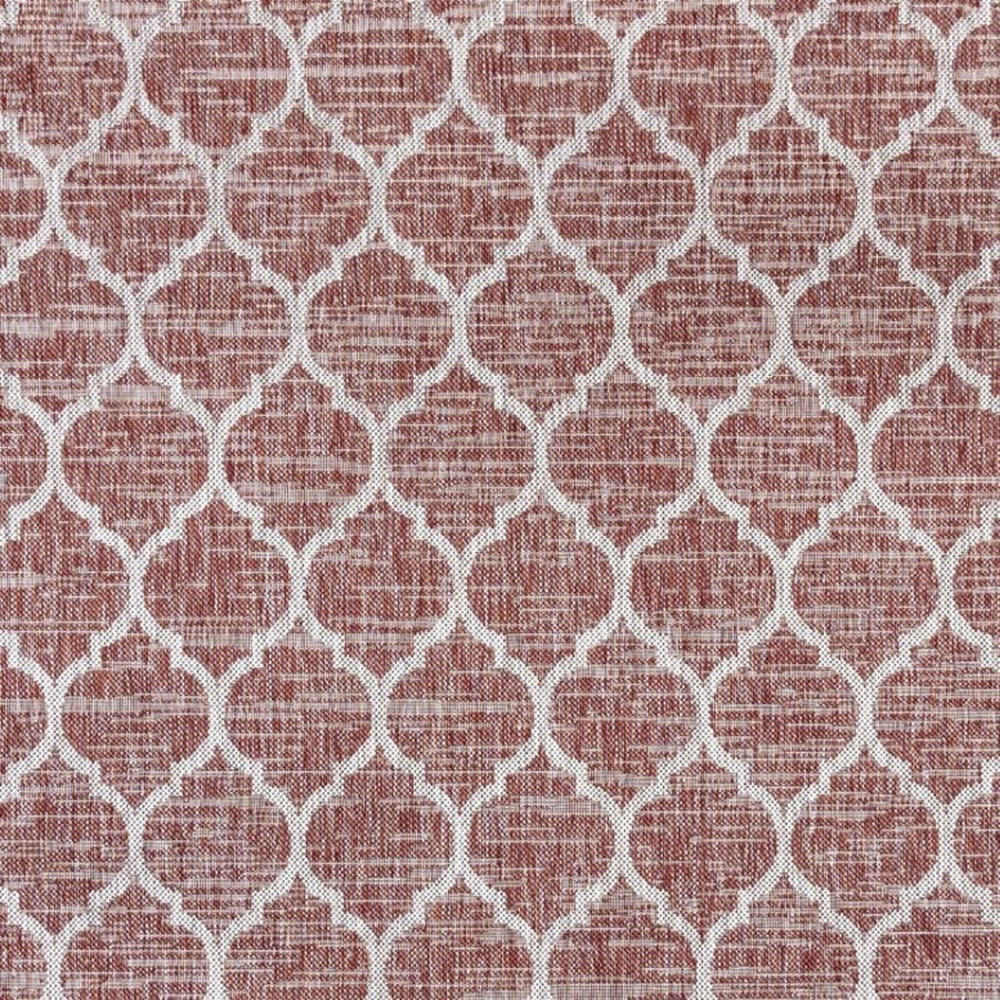 HomeRoots 6' Bold Red and Beige Geometric Indoor/Outdoor Area Rug - Durable, Stylish, and Easy to Clean! 703508