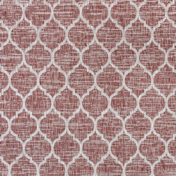 HomeRoots 6' Bold Red and Beige Geometric Indoor/Outdoor Area Rug - Durable, Stylish, and Easy to Clean! 703508