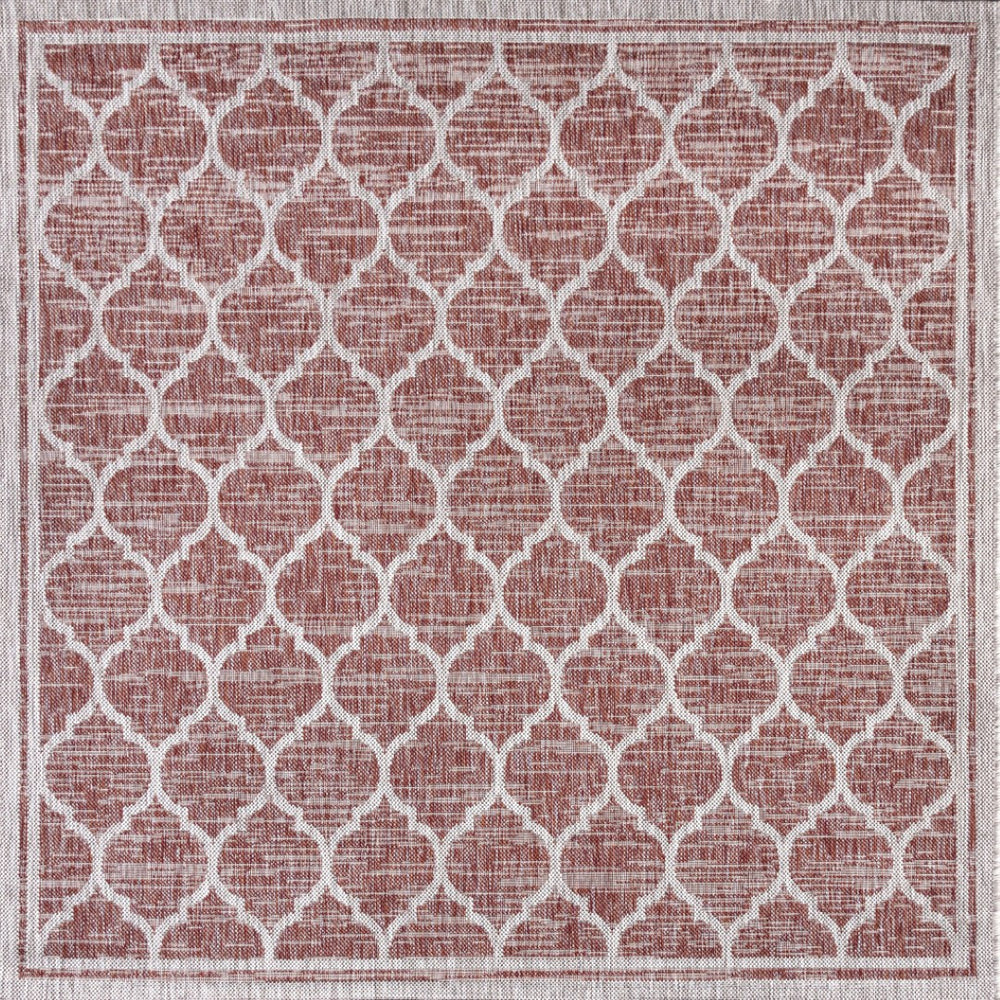 HomeRoots 6' Bold Red and Beige Geometric Indoor/Outdoor Area Rug - Durable, Stylish, and Easy to Clean! 703508