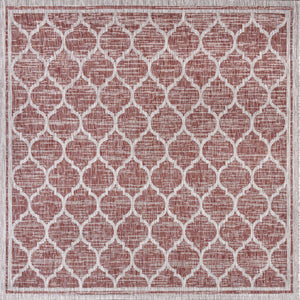 HomeRoots 6' Bold Red and Beige Geometric Indoor/Outdoor Area Rug - Durable, Stylish, and Easy to Clean! 703508
