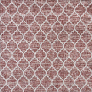HomeRoots 8' Red and Beige Geometric Area Rug – Stylish Indoor/Outdoor Design for Modern Spaces, Easy Care 703510