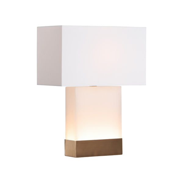 Chelsea House Luster Alabaster Table Lamp With Antique Brass Band — Warm Diffused Glow, Sculptural Modern Accent 70352