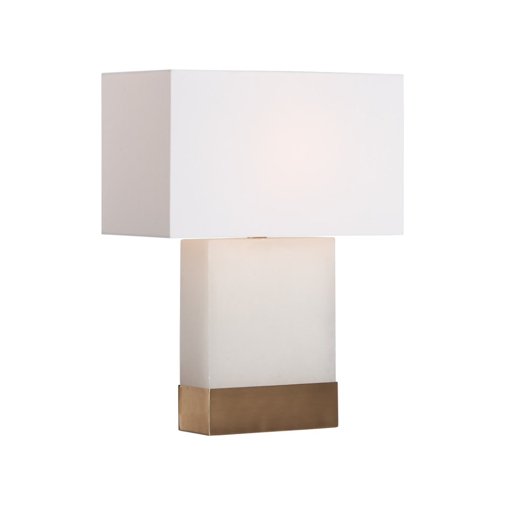 Chelsea House Luster Alabaster Table Lamp With Antique Brass Band — Warm Diffused Glow, Sculptural Modern Accent 70352