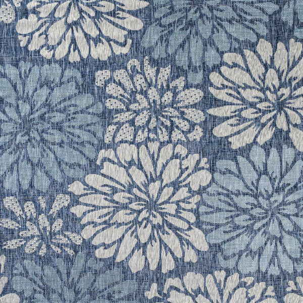 HomeRoots 8' Navy Blue & Aqua Square Floral Area Rug - Stylish, Durable, Indoor/Outdoor Design for Any Space 703526
