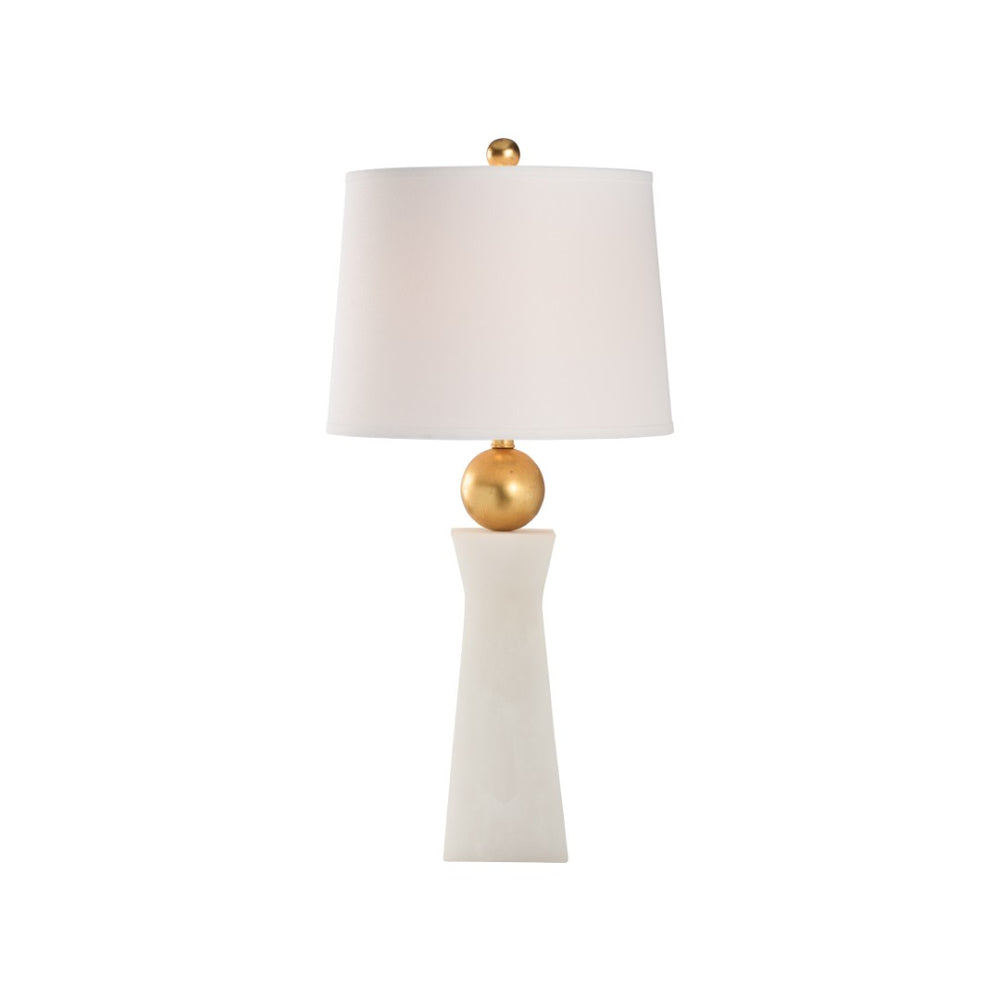 Chelsea House Gold Ball Lamp By Elizabeth Wicker — Sculptural Alabaster Table Lamp With Polished Gold Accent For Modern Glam Spaces 70353