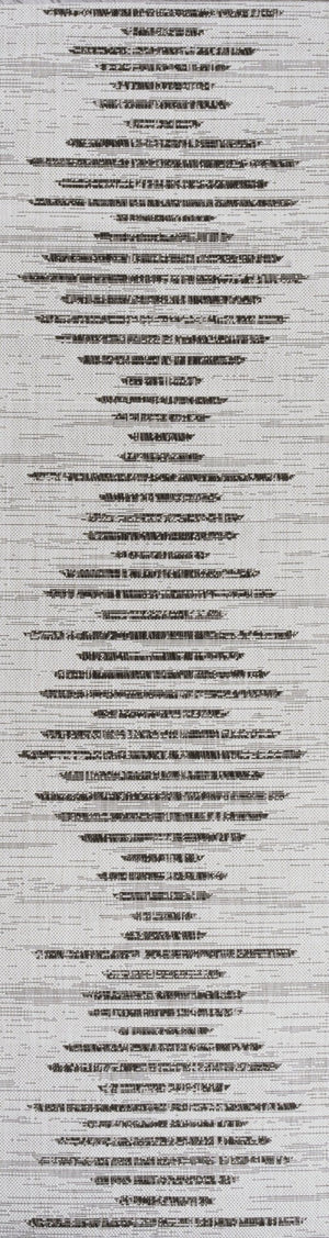HomeRoots 20' Ivory and Black Striped Runner Rug - Stylish, Durable Indoor/Outdoor Mat for High-Traffic Areas 703530