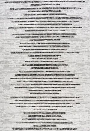 HomeRoots 9' X 12' Classic Ivory and Black Striped Area Rug - Durable, Stylish, Indoor/Outdoor Versatility! 703531