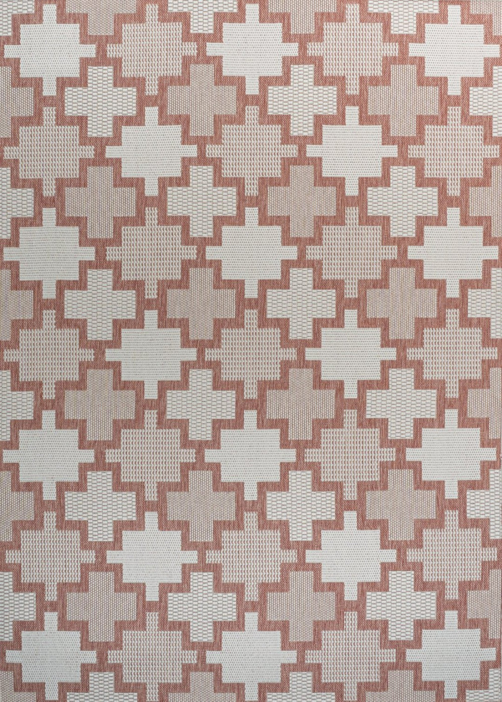HomeRoots 5' Salmon and Cream Trellis Rug - Stylish Indoor/Outdoor Design, Durable & Easy-Care for Any Space 703534