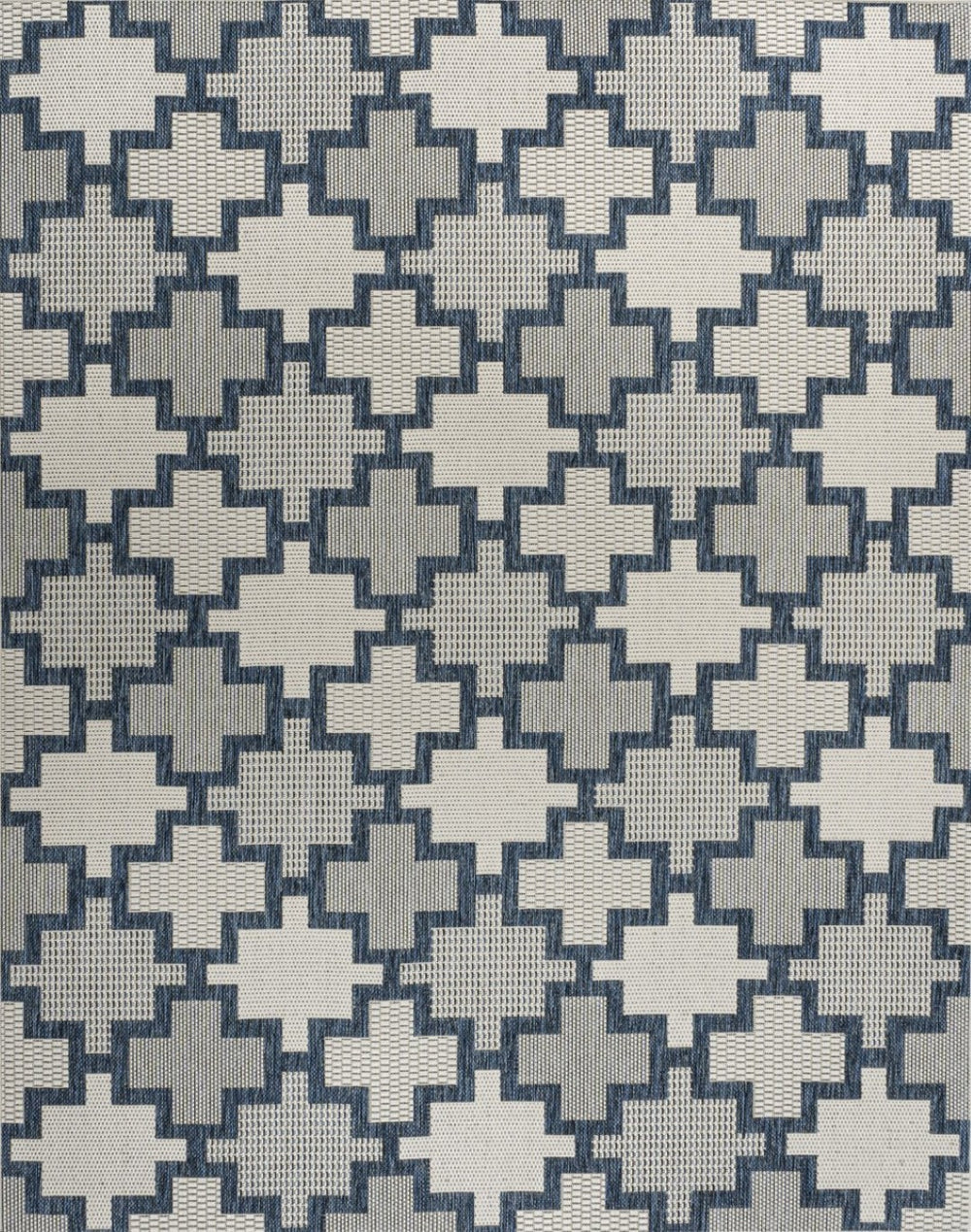 HomeRoots 8' X 10' Navy Blue & Cream Trellis Area Rug – Stylish, Durable, Indoor/Outdoor Essential for Any Space 703539