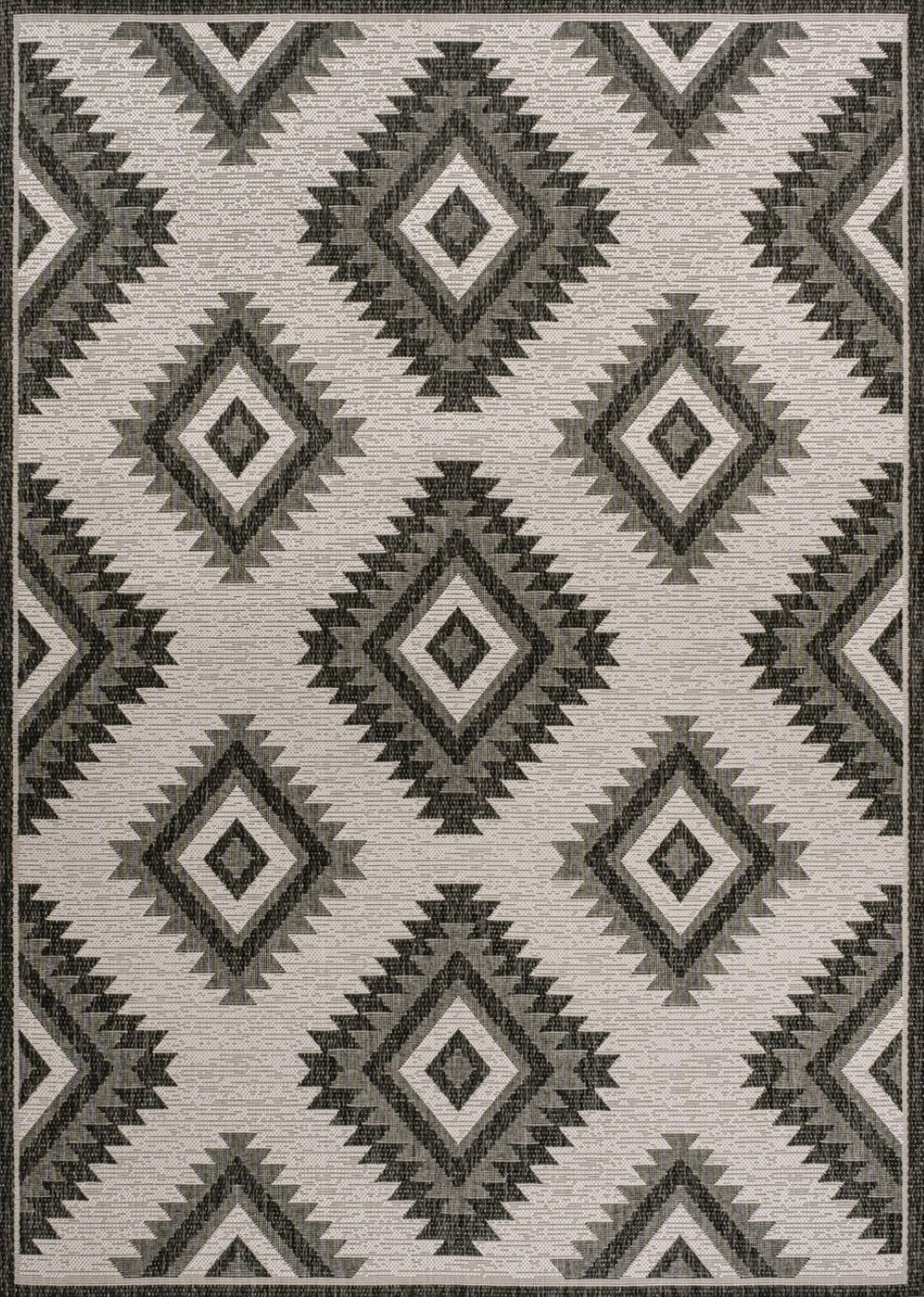 HomeRoots 5' X 8' Elegant Black and Cream Moroccan Area Rug - Durable, Indoor/Outdoor, Low-Maintenance Style 703542