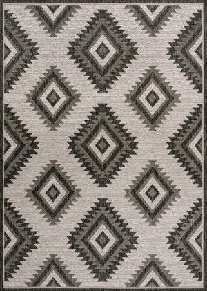 HomeRoots 5' X 8' Elegant Black and Cream Moroccan Area Rug - Durable, Indoor/Outdoor, Low-Maintenance Style 703542