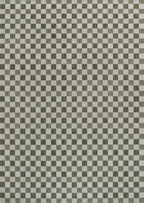 HomeRoots 5' Geometric Green and Cream Area Rug - Stylish Indoor/Outdoor Carpet for High-Traffic Spaces 703546