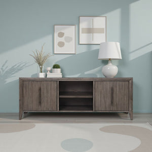 English Elm Avana Fully Assembled Acacia Media Console with Bronze Hardware for Living Rooms B108P468529
