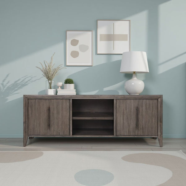 English Elm Avana Fully Assembled Acacia Media Console with Bronze Hardware for Living Rooms B108P468529