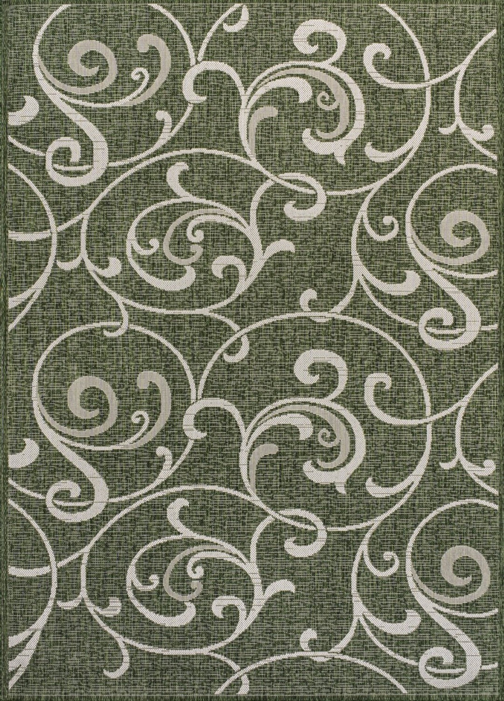 HomeRoots 5' Green and Cream Floral Area Rug – Versatile Indoor/Outdoor Design, Durable, Easy Care, Timeless Elegance 703550