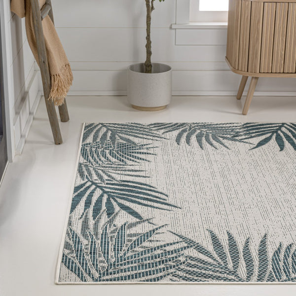 HomeRoots 8' X 10' Blue and Cream Floral Area Rug - Stylish Indoor/Outdoor Rug with Durable, Easy-Care Design 703555
